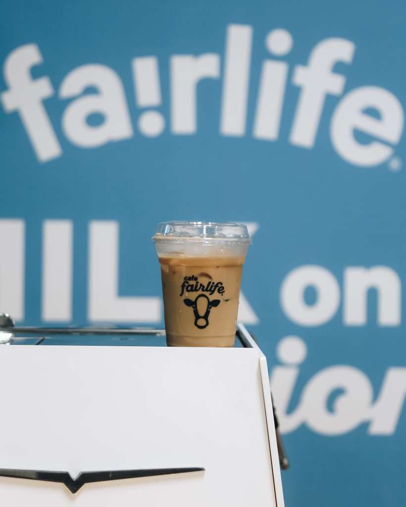 Iced drink on the Fairlife backdrop
